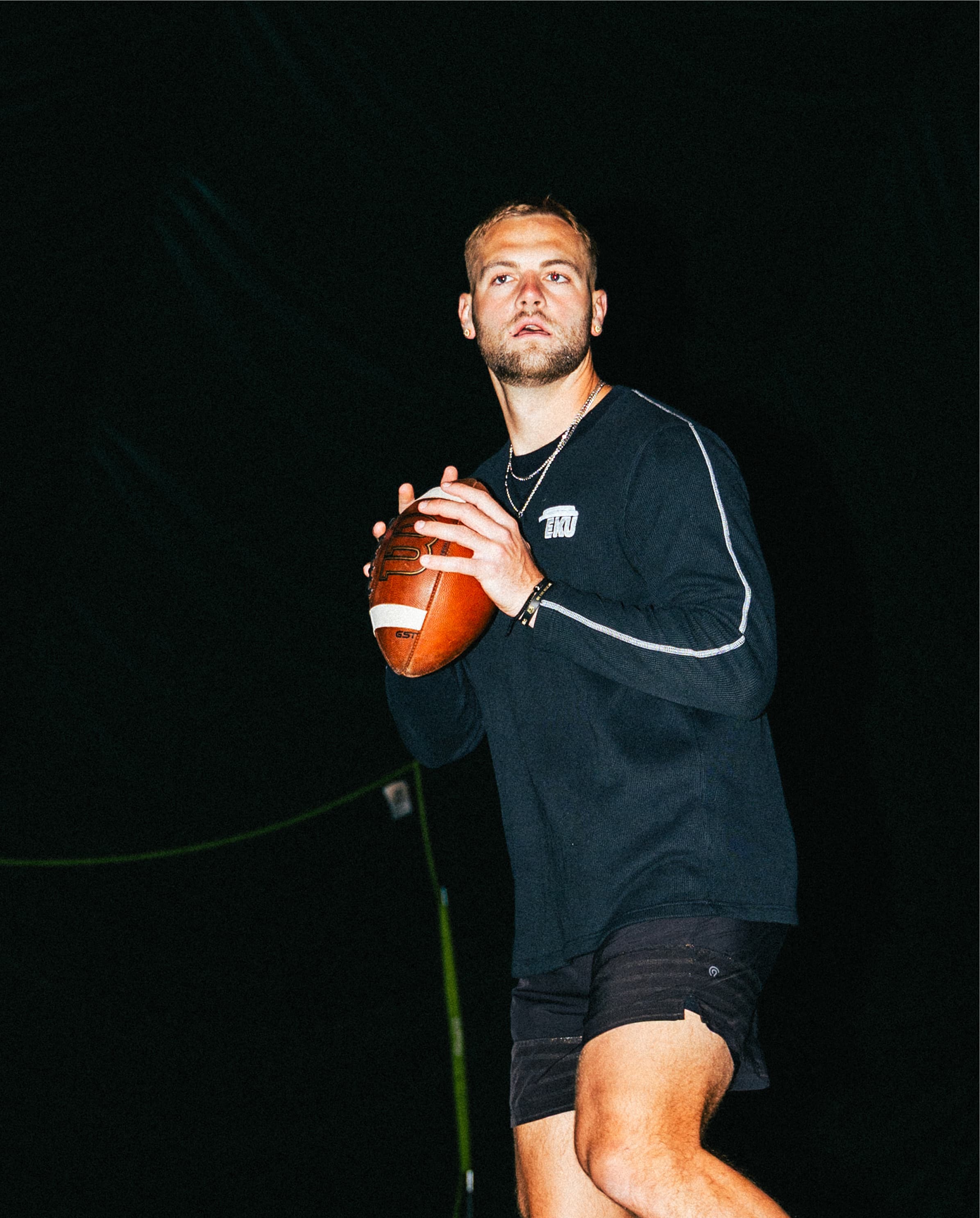 Matt Morrissey dropping back with a football looking downfield